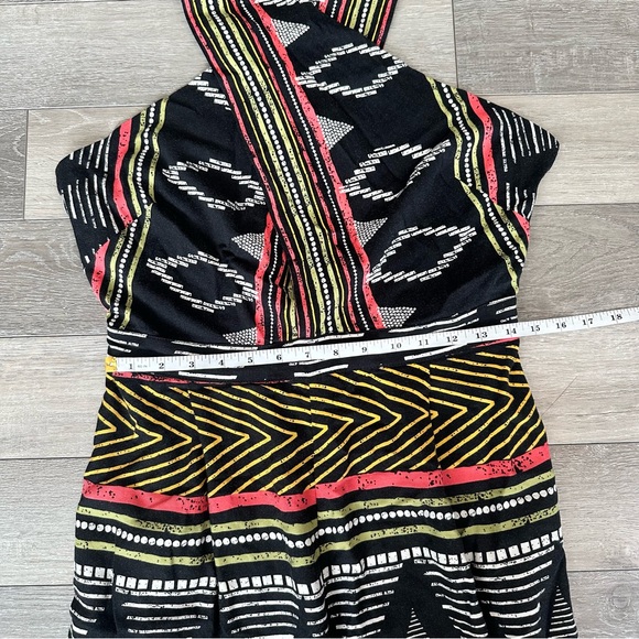 Anthropologie Elevenses Amapa Black Tribal Print Crossfront Wide Leg Jumpsuit 8 - Picture 14 of 16